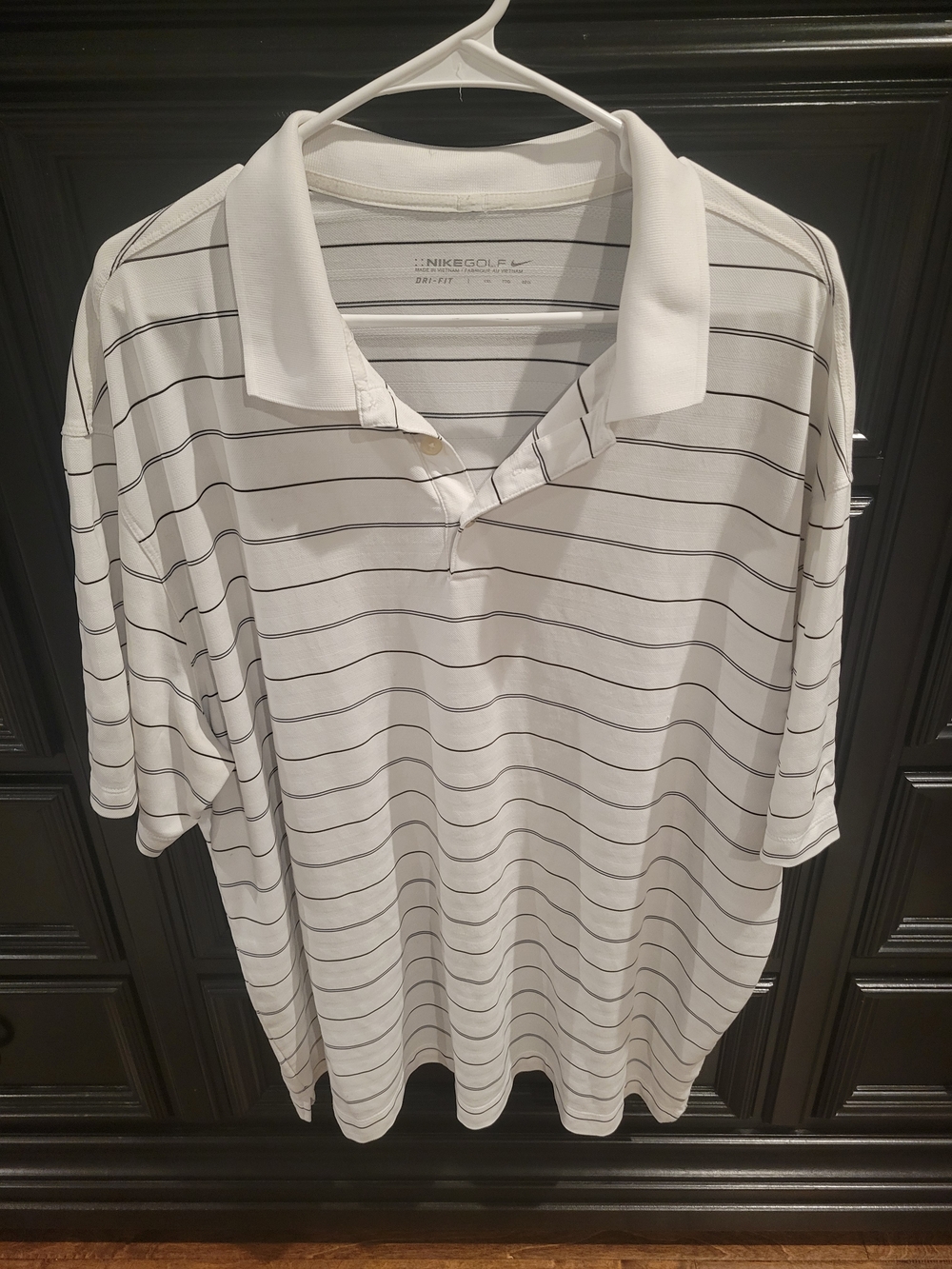 Nike White Polo with Thin Black Stripes